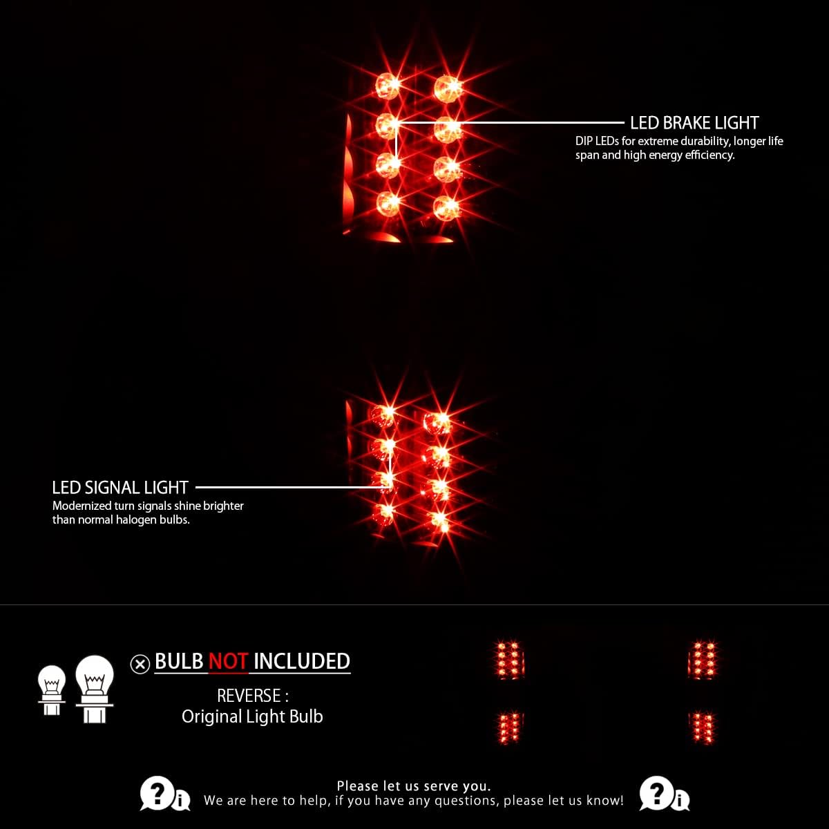 Autozensation Compatible with 2007-2012 Chevy Avalanche, Left + Right Pair Assembly, Black Housing Clear Lens LED Tail Lights