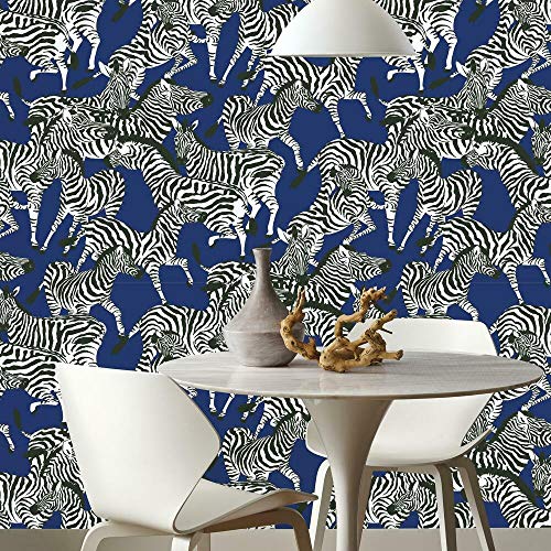 RoomMates Waverly Herd Together Peel and Stick Wallpaper, Blue, White, 45 x 574 cm