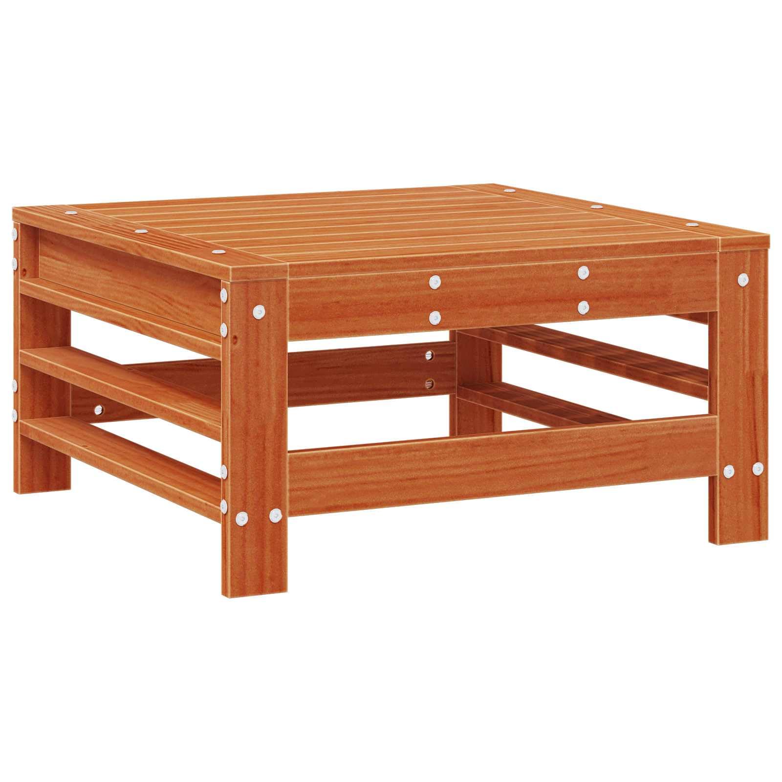 Reposapiés de jardín de madera maciza de pino, módulo de asiento modular, sofá de jardín, taburete para terraza y jardín, 57,5 x 57,5 x 30 cm, suelo de cera, madera de pino