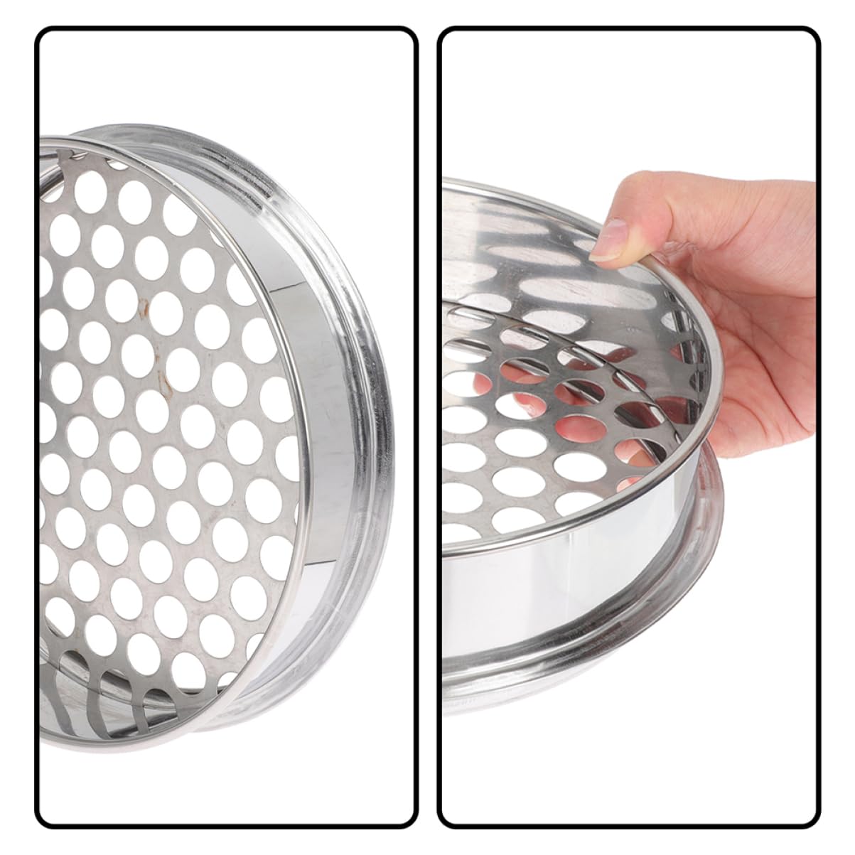 Setaccio Rotondo in Acciaio Inox 2 Pezzi per Classificazione