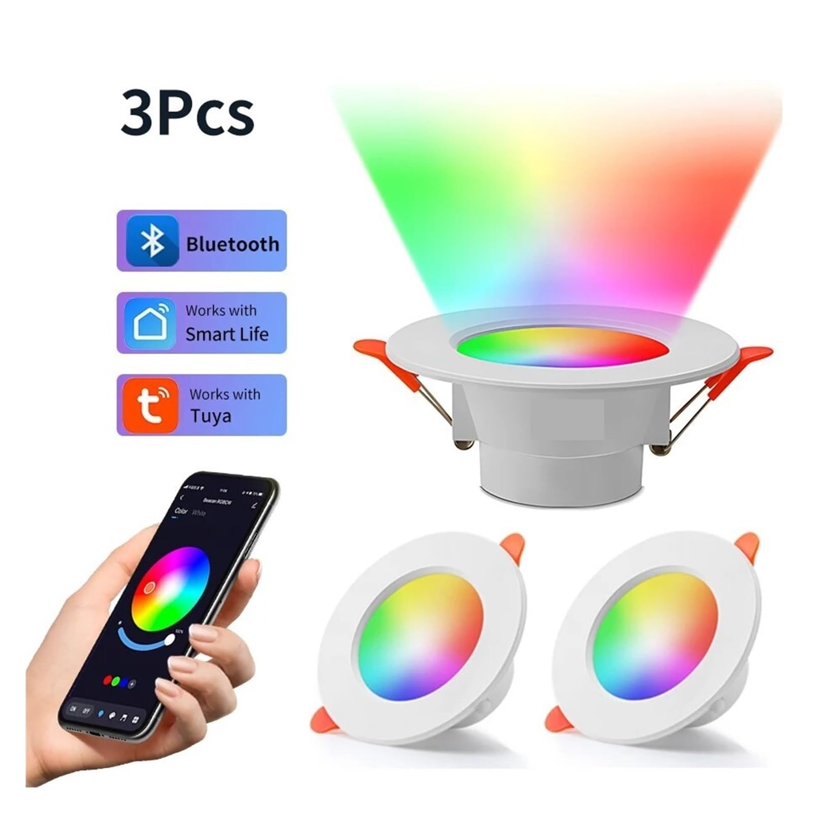 3 Pezzi Tuya Bluetooth Smart Downlight Dimmerabile A Colori Da Pollici Control 10W 85-265v
