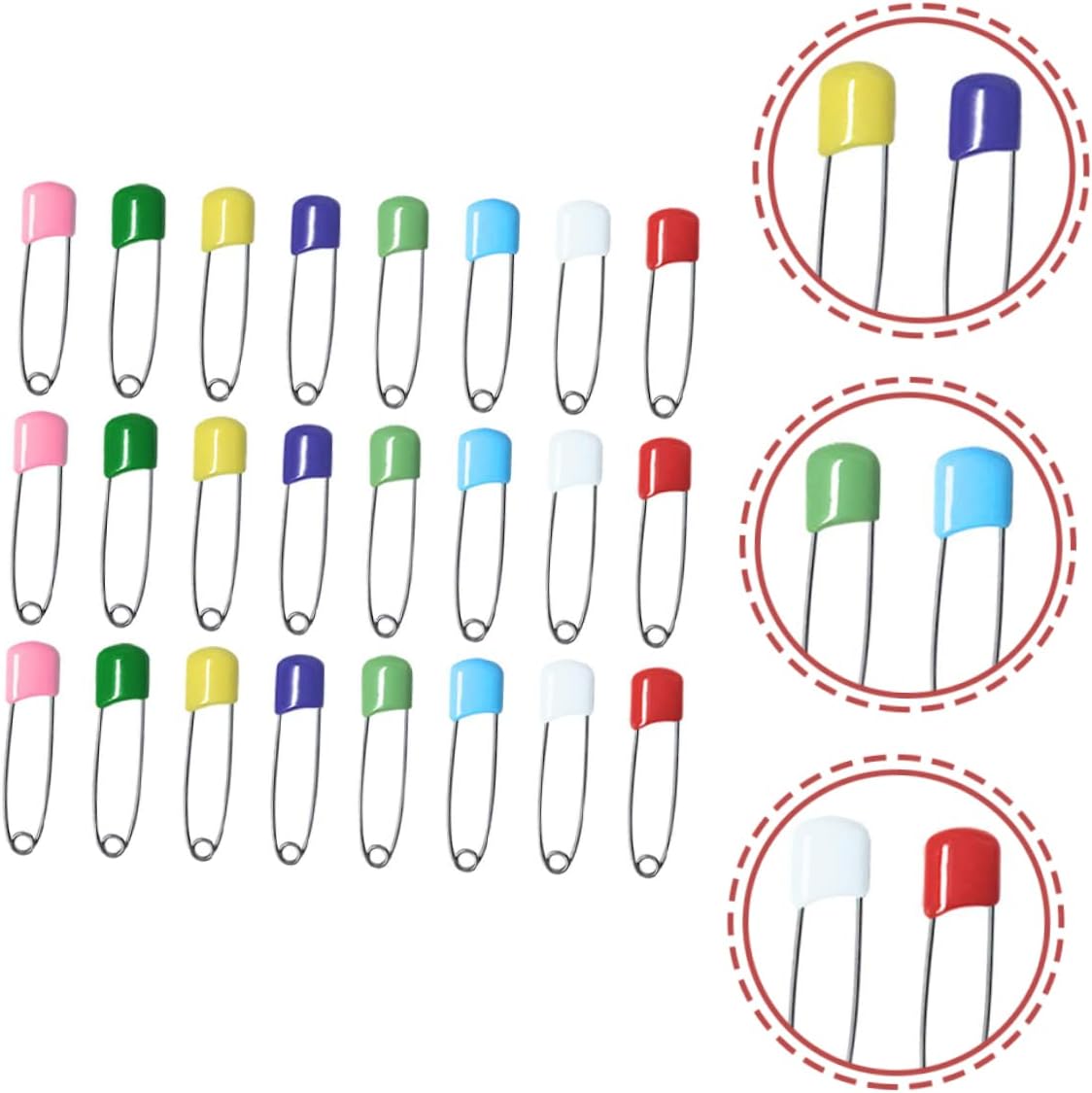 100Pcs Safety Diaper Pins with Locking Plastic Heads Cloth Nappy Fasteners for Secure Diapering for Newborns