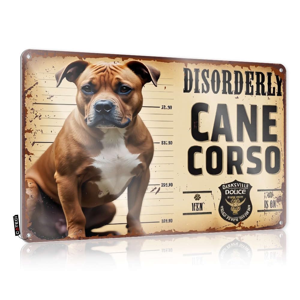 Bar Rules Sign Mugshot Of A Cane Corso Dog. Tin Sign Mancave Signs And Decor Tin Signs For Bar(30X40CM)