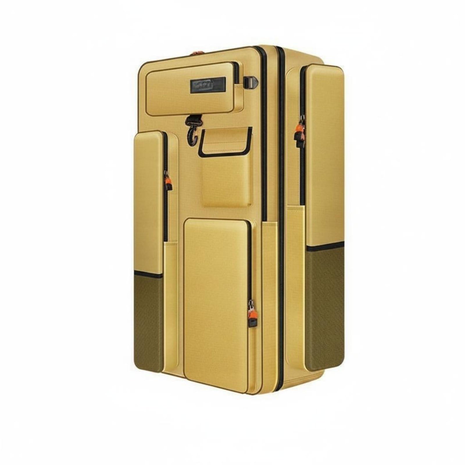 Zaino Porta Attrezzi da Pesca Apertura Ampia Borsa Porta Canne Doppia Cerniera Attrezzatura Sportiva, Giallo, Giallo, 70CM