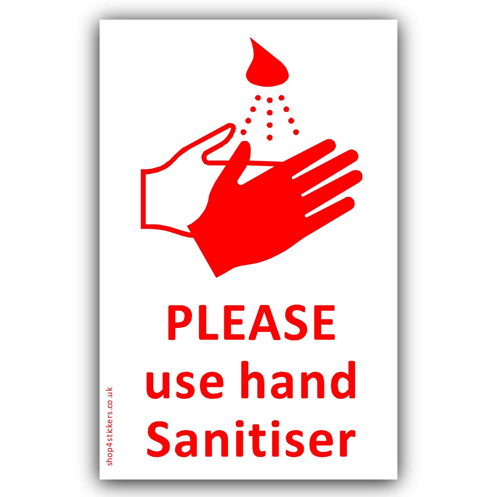 Platinum Place Red Print Onto A White Backing - External Application 1 X Please Use Hand Sanitiser Sticker Red Medical Hospital Health And Safety Virus 130Mm Sign Warning Bathroom Wash Toilet Gel