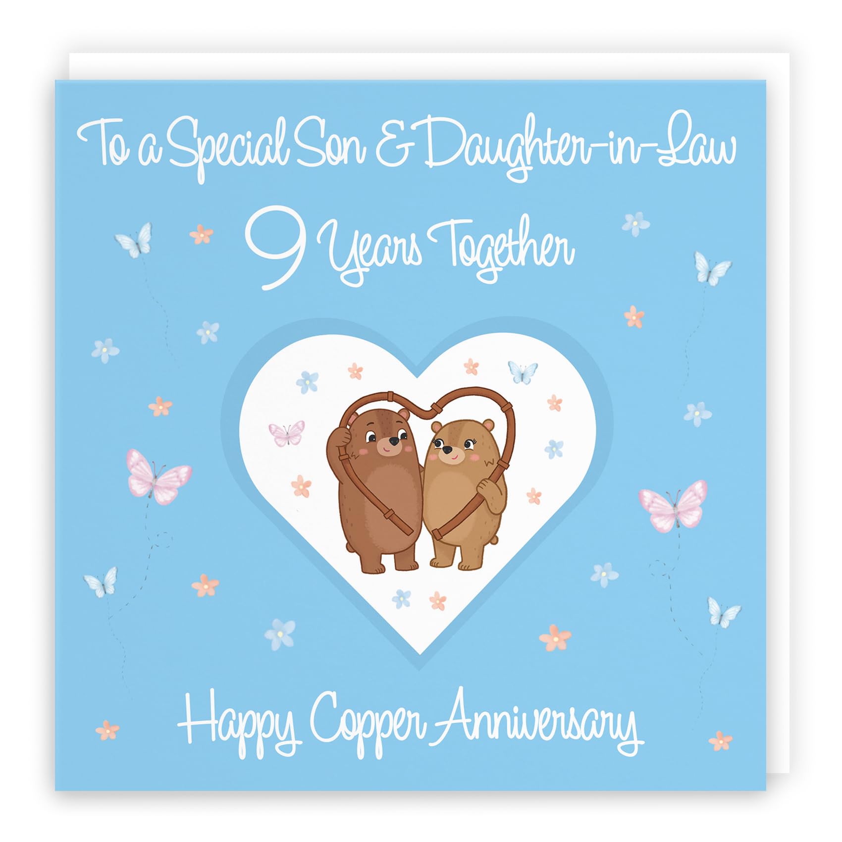 Hunts England, Son & Daughter-in-Law 9th Anniversary Card, 9 Years, Copper Anniversary, Romantic Meadows, Fun Card