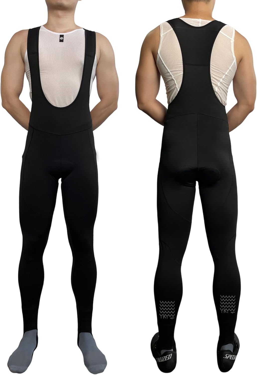 YKYWBIKE Cycling Bibs Men Thermal Bike Pants for Men Winter Cycling Bib Pants Fleece Padded Riding Tights Biking Stirrup Pant - Image 2