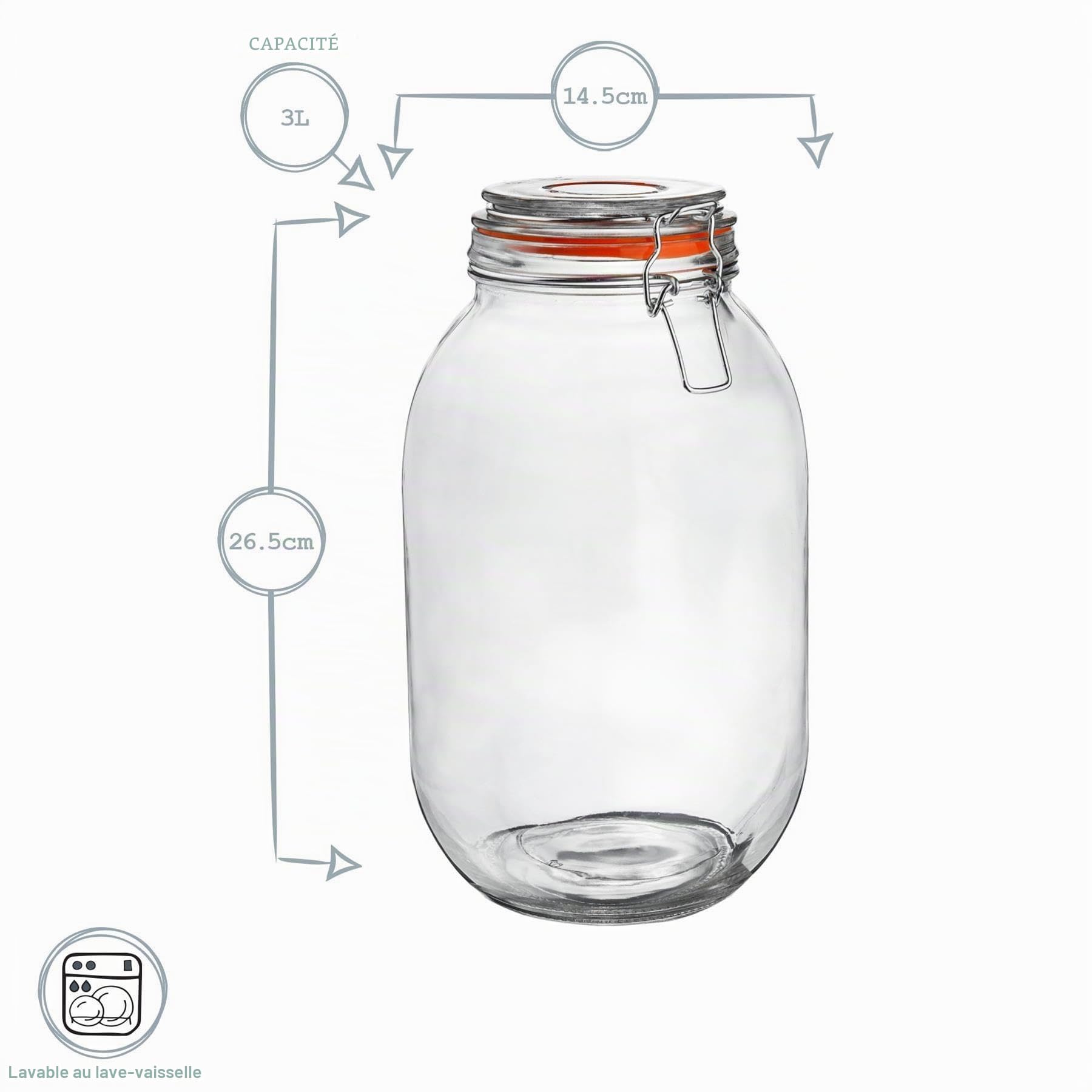 Bocaux en verre - conserve/biscuit - 3000 ml - lot de 3