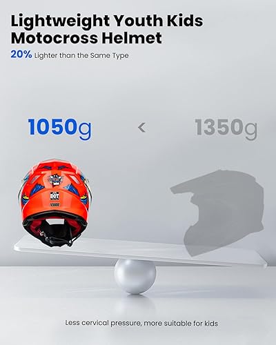 Miniatura 9 de ILM Casco ATV juvenil para niños, motocross, BMX, todoterreno, moto Go Kart, casco DOT ECE modelo Z705 (corredor clásico, L)