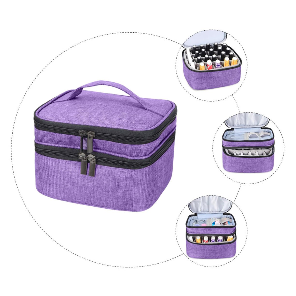 Ipetboom Custodia per Oli Essenziali Doppio Borsa Organizer Portatile per Smalto per Unghie Include Flaconi Materiale Oxford e Resistente