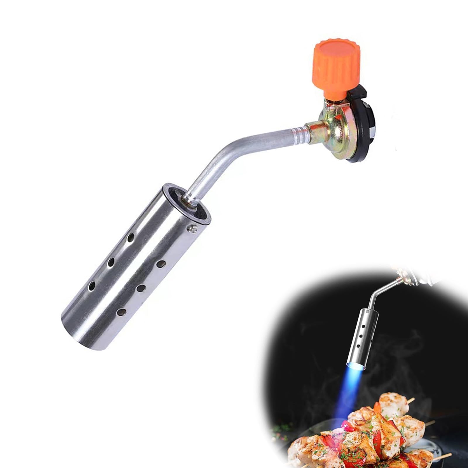 Gas Burner, Weed Burner, Stainless Steel Weed Burner, Gas Burner for Gas Bottle, Windproof and Upside Down Use, Ideal for Weeding, Grilling, Campfire