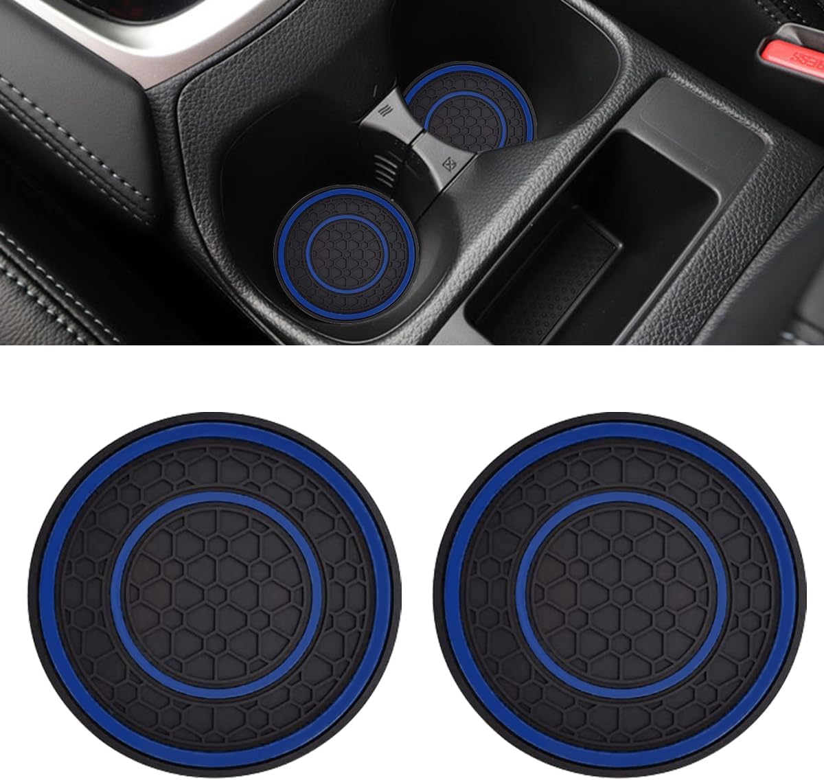 2PCS Car Cup Holder Coasters, 2.75 Inch Auto Non-Slip Anti Dust Cup Mats, Console Cup Holder Insert Coaster Auto Insulated Mats, Universal Interior Accessories for Most Cars (Blue)