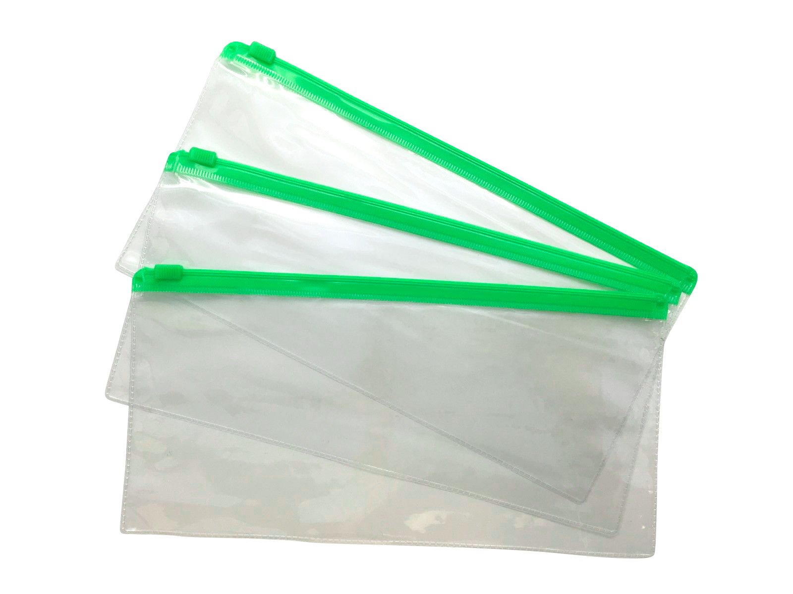 Pack of 12 DL Green Zip Zippy Bags - Document Clear Plastic Transparent Storage Wallet by Janrax - Durable Storage Pouches for Documents, Receipts, Stationery, School, Office & Travel