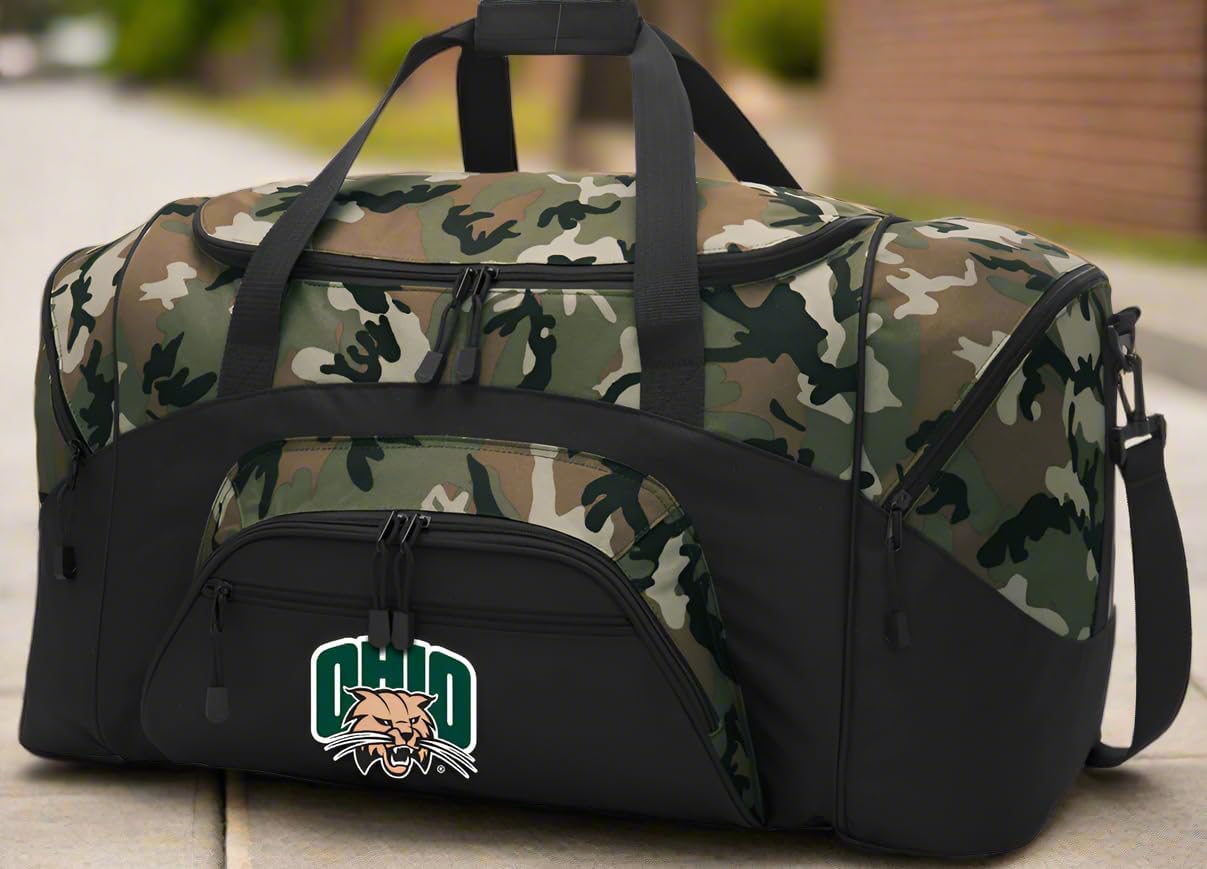 Ohio University Suitcase Duffle Bag Large Ohio Bobcats Duffel Gift Idea for Her or Him (Camo)