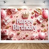 ピンク バースデー タペストリー 180×120cm 3D立体デザイン ピンク 誕生日 背景布 写真撮影 壁飾り パーティー装飾 インスタ映え SNS撮影 記念日 繰り返し使える 洗える ポリエステル製 女の子