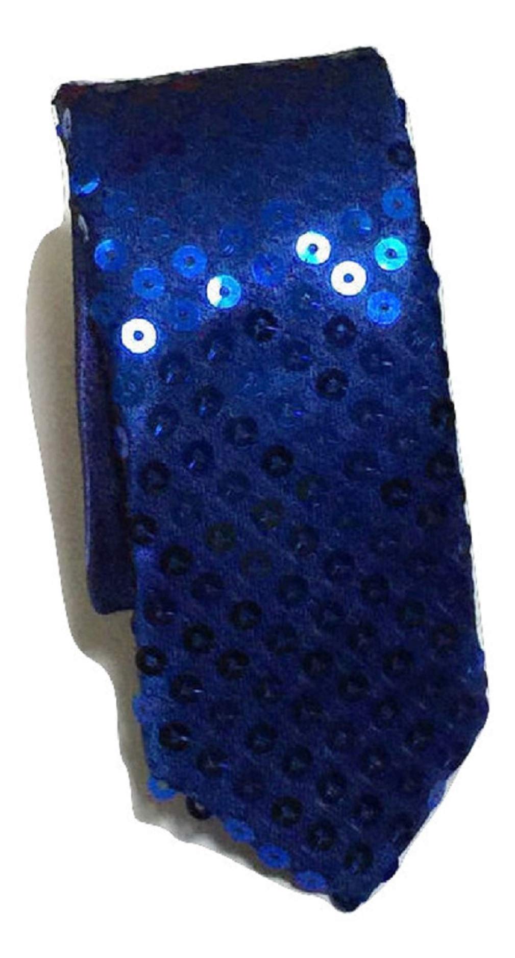 L&L® Handmade Skinny Neck Tie SATIN SEQUINNED Party Plain Fancy Dress Magic Show UK (Royal blue)