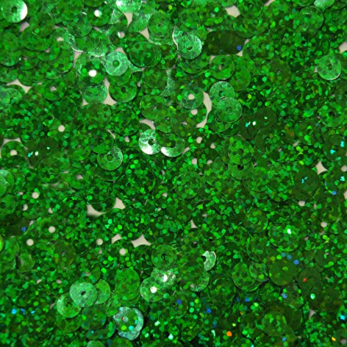 6mm Flat Sequins Green Hologram Glitter Sparkle Metallic Medium Hole Made in USA
