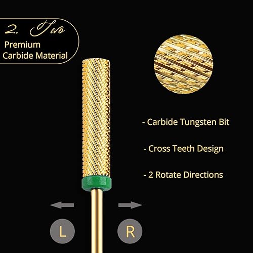 Miniatura 9 de CORFULRA - Broca de uñas de barril súper largo de carburo de tungsteno para uñas, broca profesional avanzada para quitar uñas acrílicas. Nail Tech
