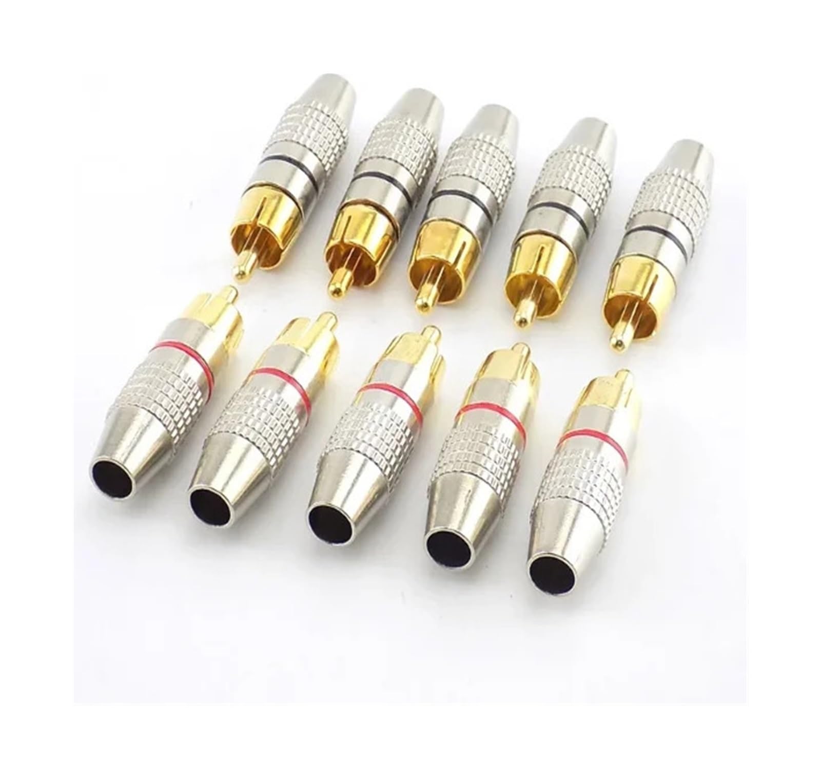 Prise RCA sans soudure plaquée or – Connecteur vidéo verrouillable for haut-parleurs, récepteurs et systèmes AV(Red,40 PCS)