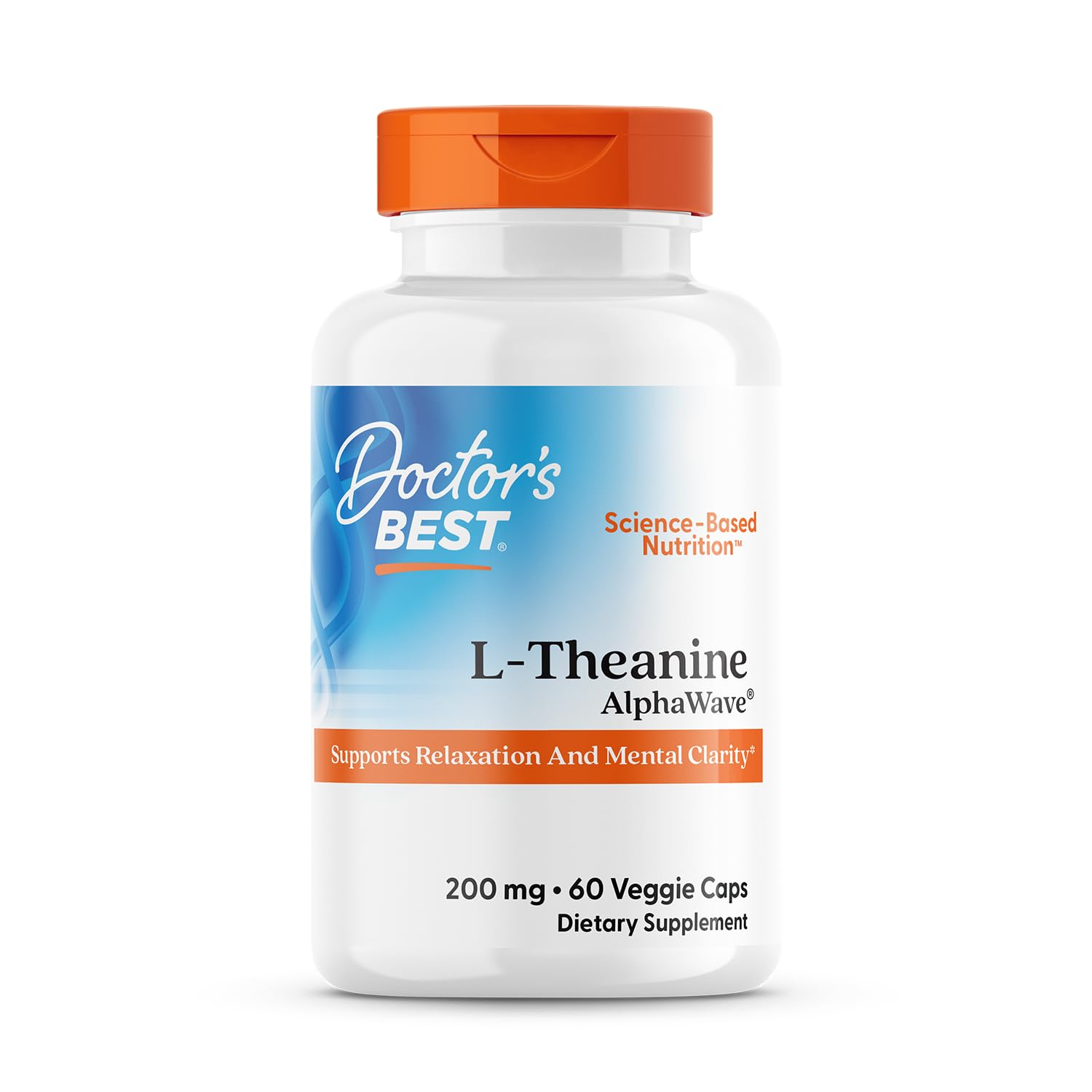 Doctors Best L-Theanine AlphaWave, Supports Relaxation and Mental Clarity, Non-GMO, Gluten Free, Soy Free, Vegan 60 Veggie Caps