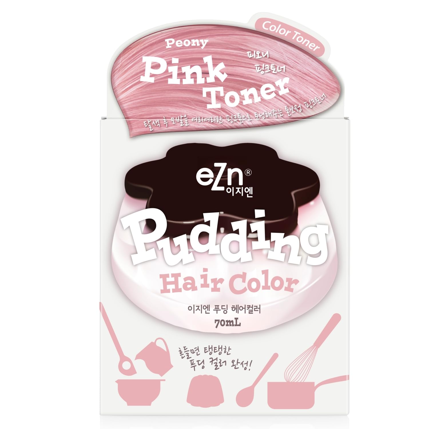EZNPudding Hair Dye Ammonia Free Semi-Permanent Self Hair Dye DIY Kit included contain Keratin Made in Korea Beauty (Pink Toner)
