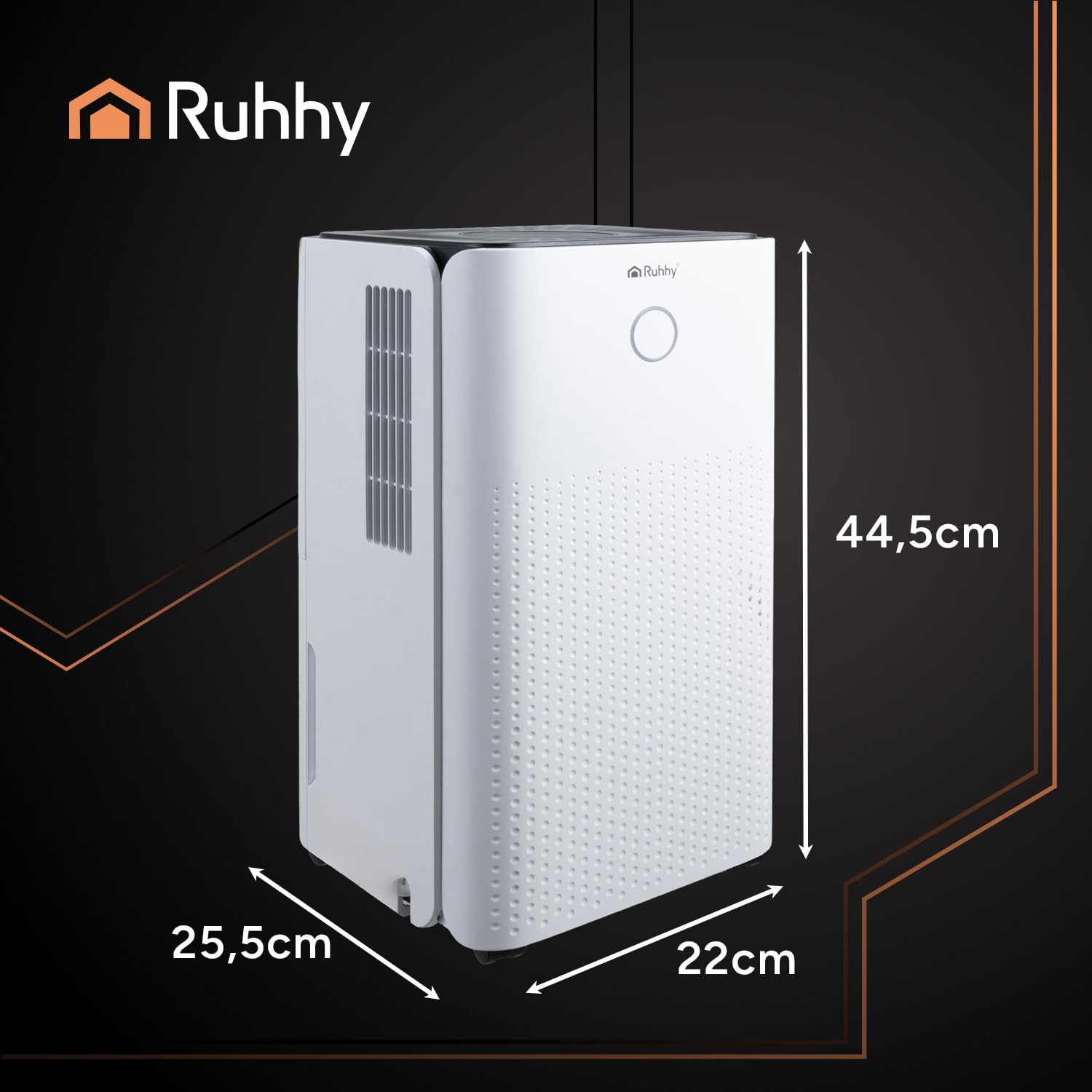 RUHHY Deumidificatore 12 l/24 h con WiFi e igrostato – 38 dB silenzioso, auto/continuo, timer 0 – 24 ore, serbatoio 2 l + connettore tubo, auto sbrinamento, ruote e maniglie, per casa, cantina