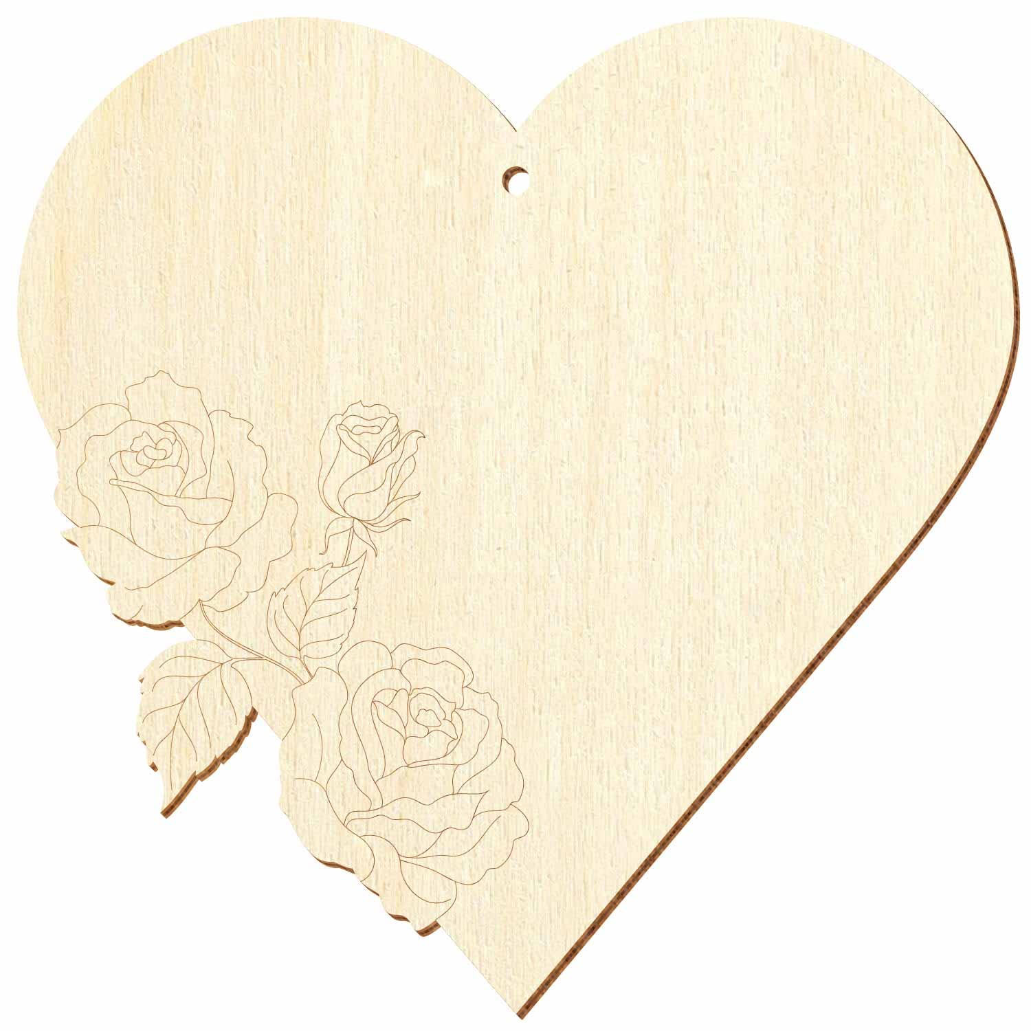 Holz Herz mit Rosen - Deko Basteln 5-50cm