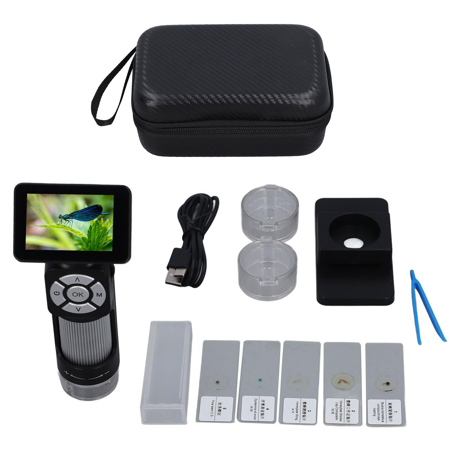 Generic Kit de Microscopio de Bolsillo Portátil Compacto Mini Portátil Digital 500X para Niños y Adultos Uso Al Aire Libre