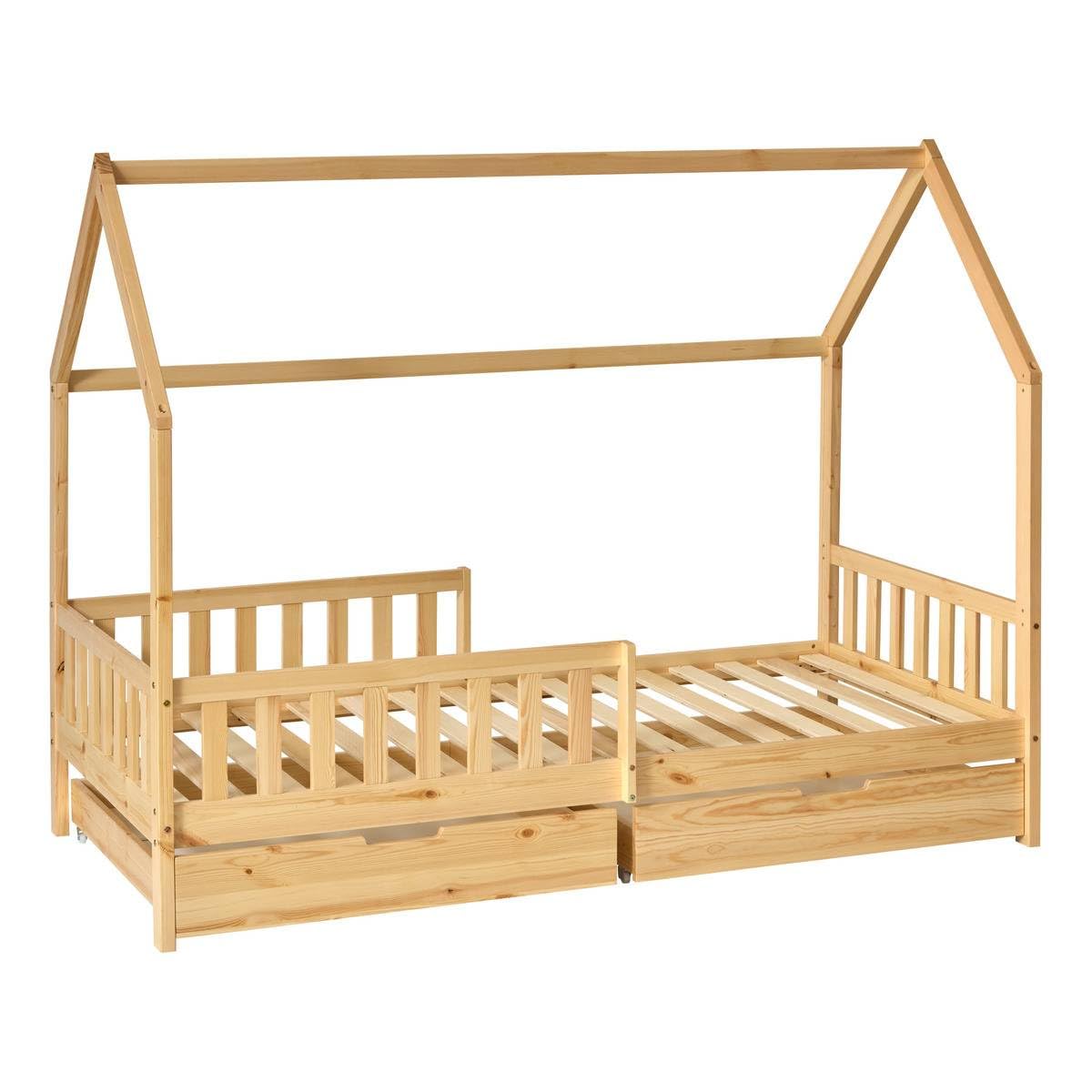 Atmosphera - Lit cabane Enfant Bosco 2 tiroirs 194,​8x98x155,​5cm Naturel