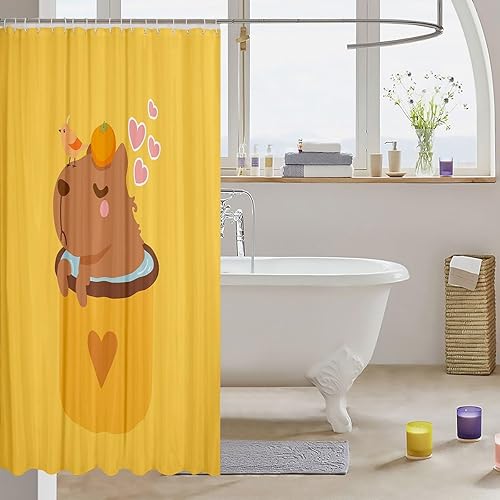 Miniatura 10 de Erosebridal Capybara - Cortina de ducha de dibujos animados zoológico de mascotas, juego de cortinas de ducha de baño de animales de mascotas,