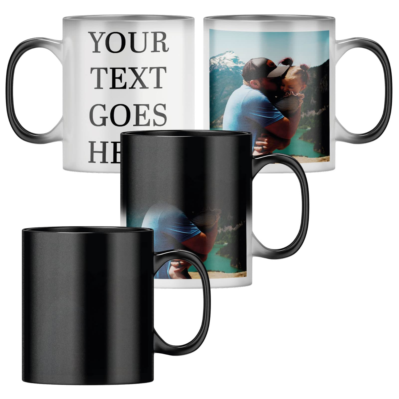 Personalised Heat Change Mug - with Photo and Text - Upload an Image with A 4 Line Message, 19 Fonts and 8 Colours - Custom Mug for Fathers Day, Birthdays, Teachers, Retirement