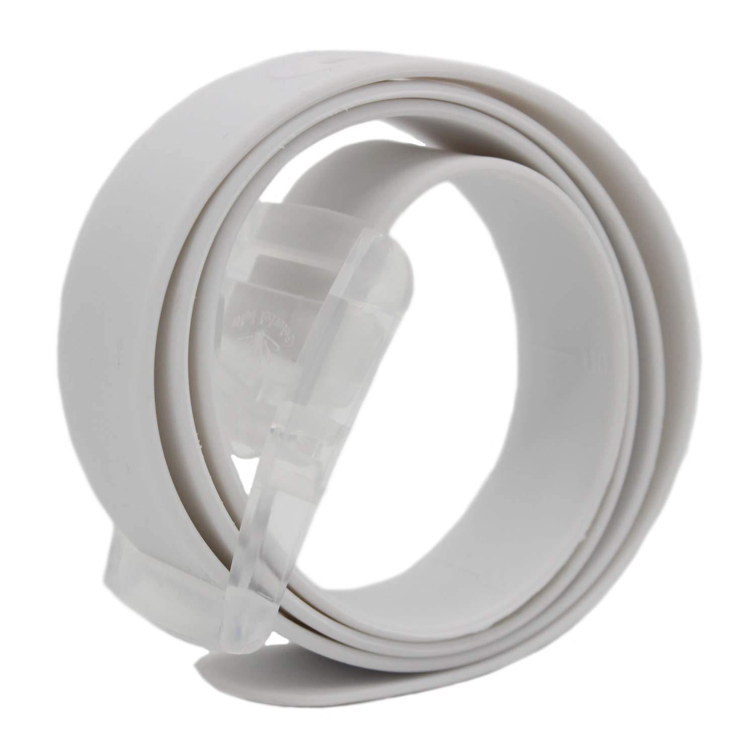 MESHIKAIER Candy Color Unisex Adjustable Rubber Silicone Belt with Plastic Buckle (White)