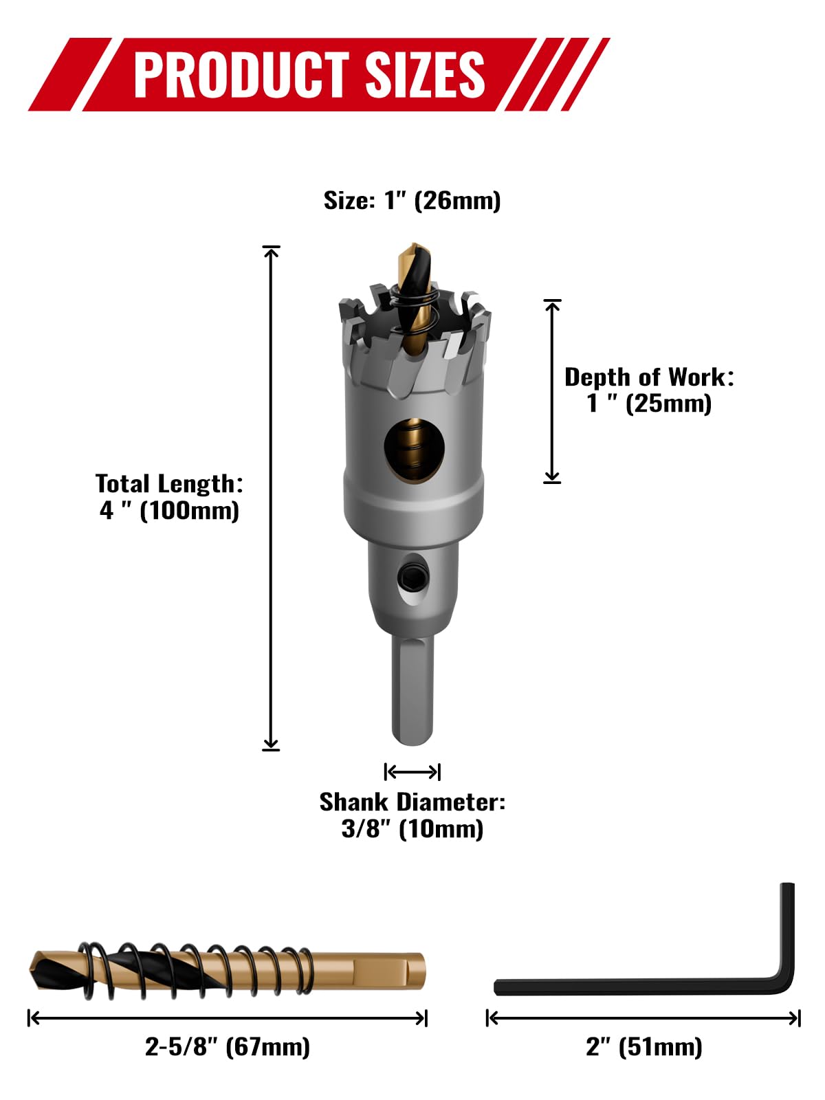 Carbide Hole Saw for Stainless Steel - 1 Inch -2