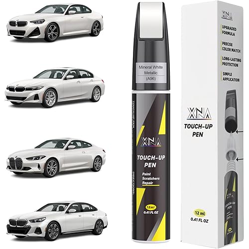 XNA Mineral White Metallic(A96) for BMW Touch Up Paint, Car Scratch Remover for Nicks and Chips Repair, 2-In-1 Quick & Easy Fix Car Scratch Repair Kit with Exact Color-Matched