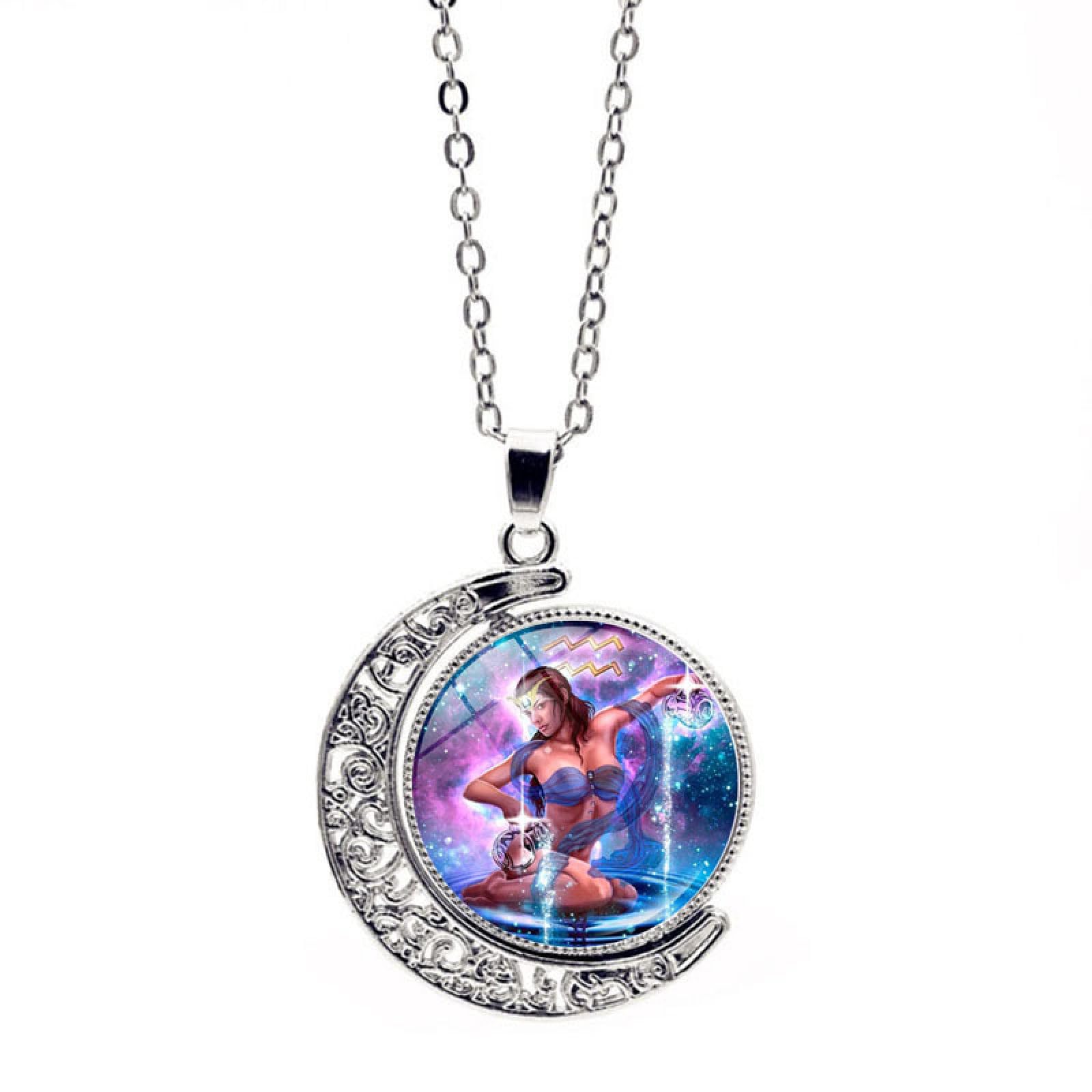 Collana Con Segni Zodiacali, Gemme Del Tempo Dodici Costellazioni Collana Con Ciondolo A Catena Zodiacale, Accessori Di Gioielli Regalo Per Amante Delle Costellazioni, Toro, Vergine, Acquario, 45 Cm