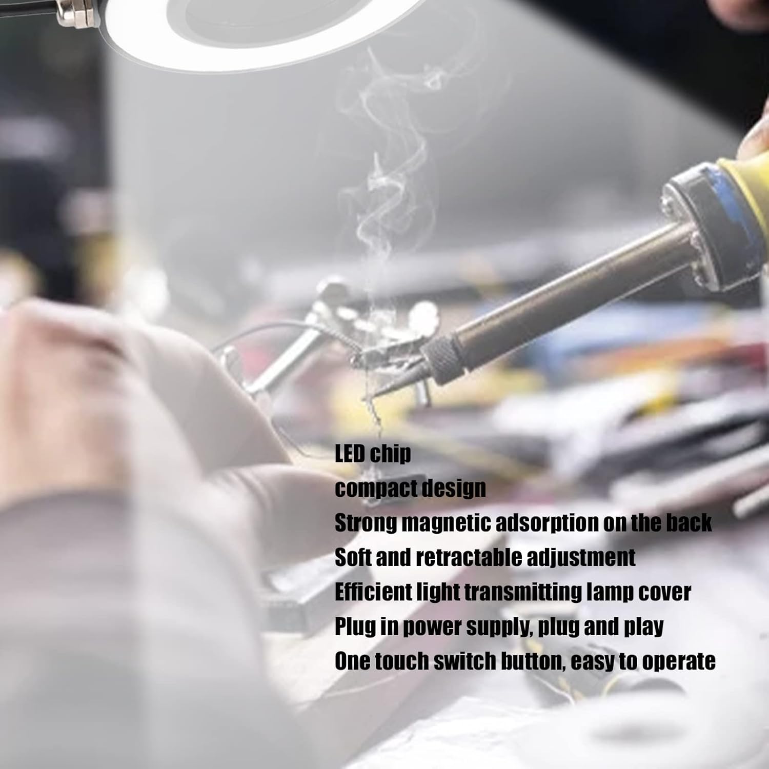 EVTSCAN 10W Ring LED Working Light, Strong Magnetic Adsorption, for Lathe CNC Milling Drill Press and Workbench, AC 110 to 240V with US Plug