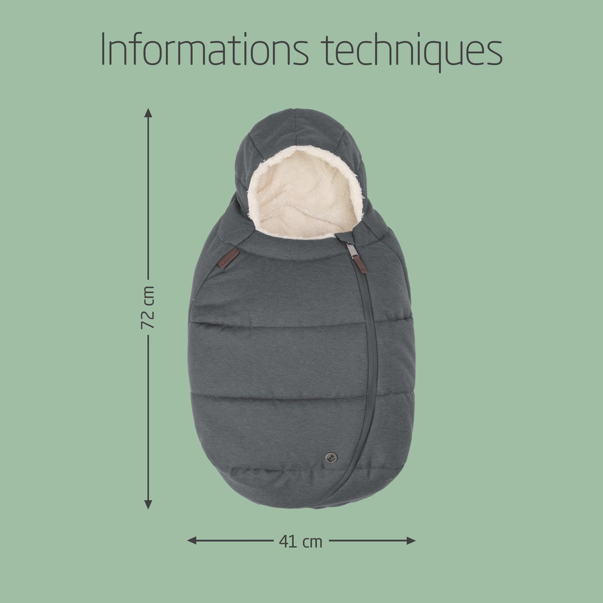 Maxi-Cosi Chancelière pour Cosy bébé (45–75 cm), Chancelière bébé, Confort, Facile et sûr, Tissus doux et robustes, Lavable en machine, Compatible avec sièges-auto bébé Maxi-Cosi, Twillic Graphite