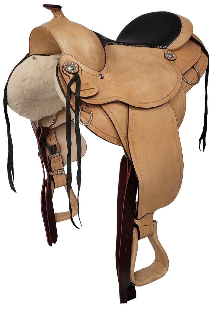 A&M Reitsport Austin ECO Selle western en cuir de buffle de haute qualité Taille : 17"