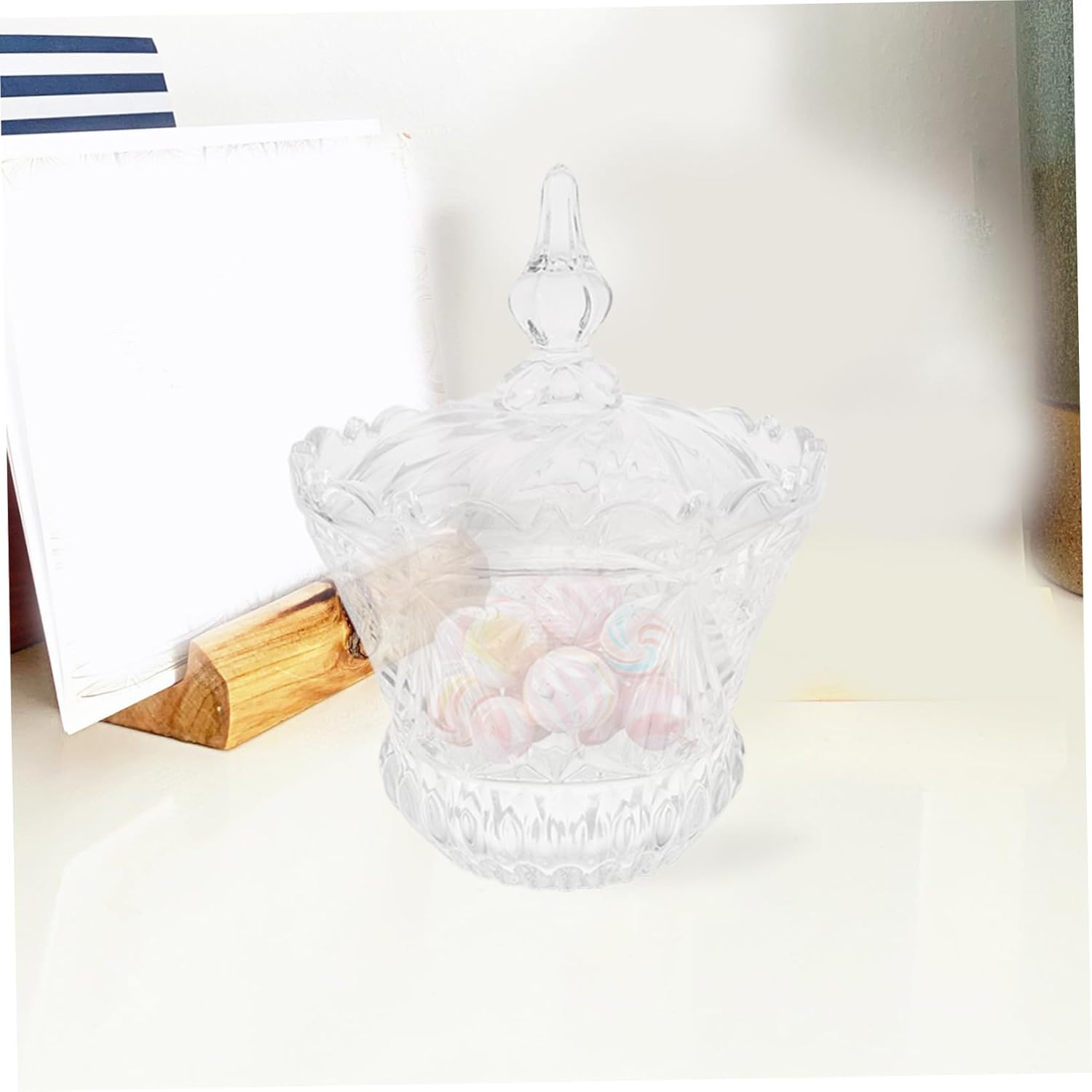 Decorative Candy Bowl with Lid Glass Candy Jars Perfect for Office and Home