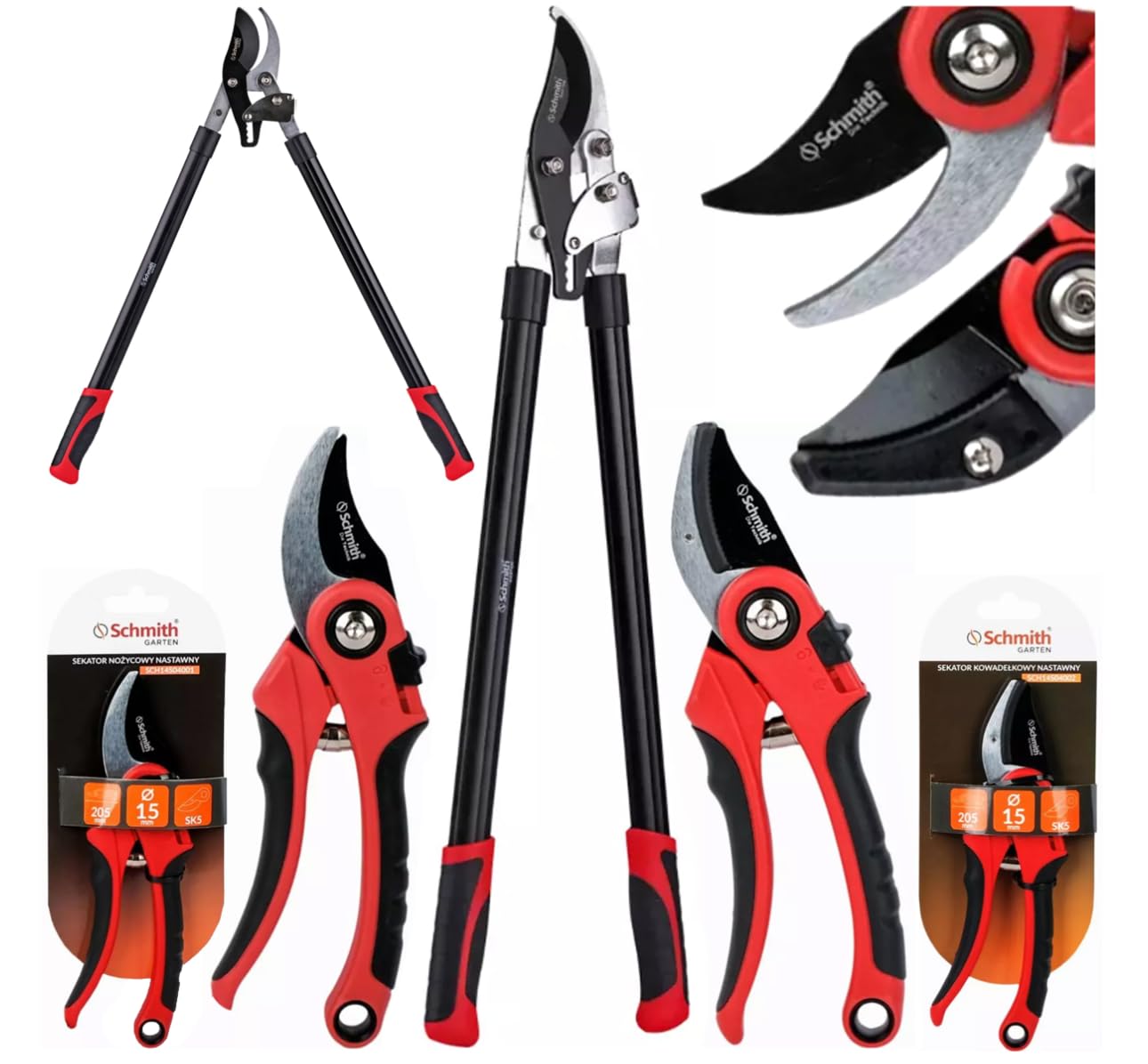 Astschere - Gartenwerkzeug Set 3-teilig - Gartengeräte - Gartenschere für Schneiden mit SK5 Stahlklingen, Ergonomische Griffe, Pflege im Garten