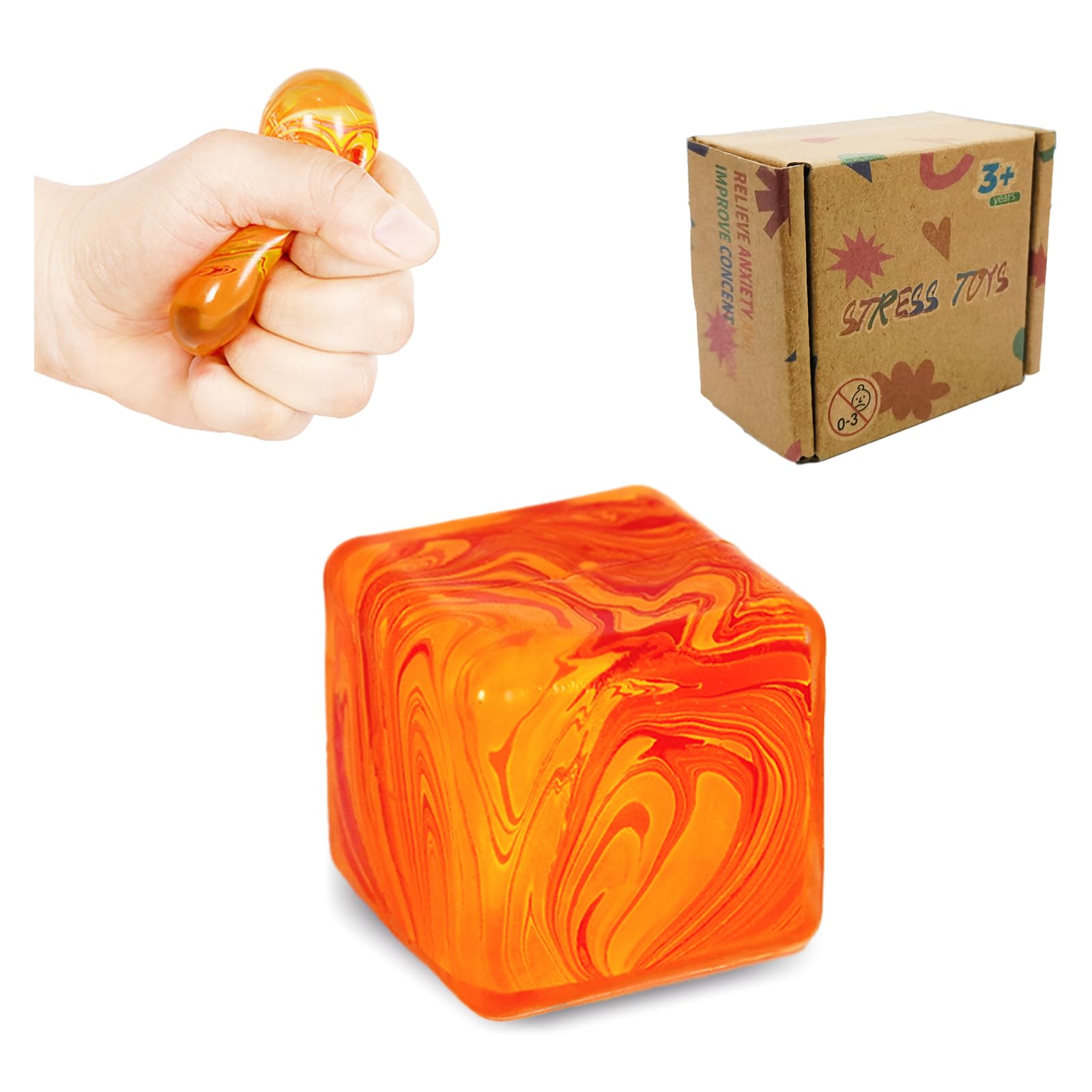 FazaVexior 1-Pcs 3.5cm Squeeze Toys – Soft Stress Relief Toys Cube for Autism Stress Relief, Stress Balls for Adults and Children, Classroom Prizes – Durable Design, Not Easy to Fall Off