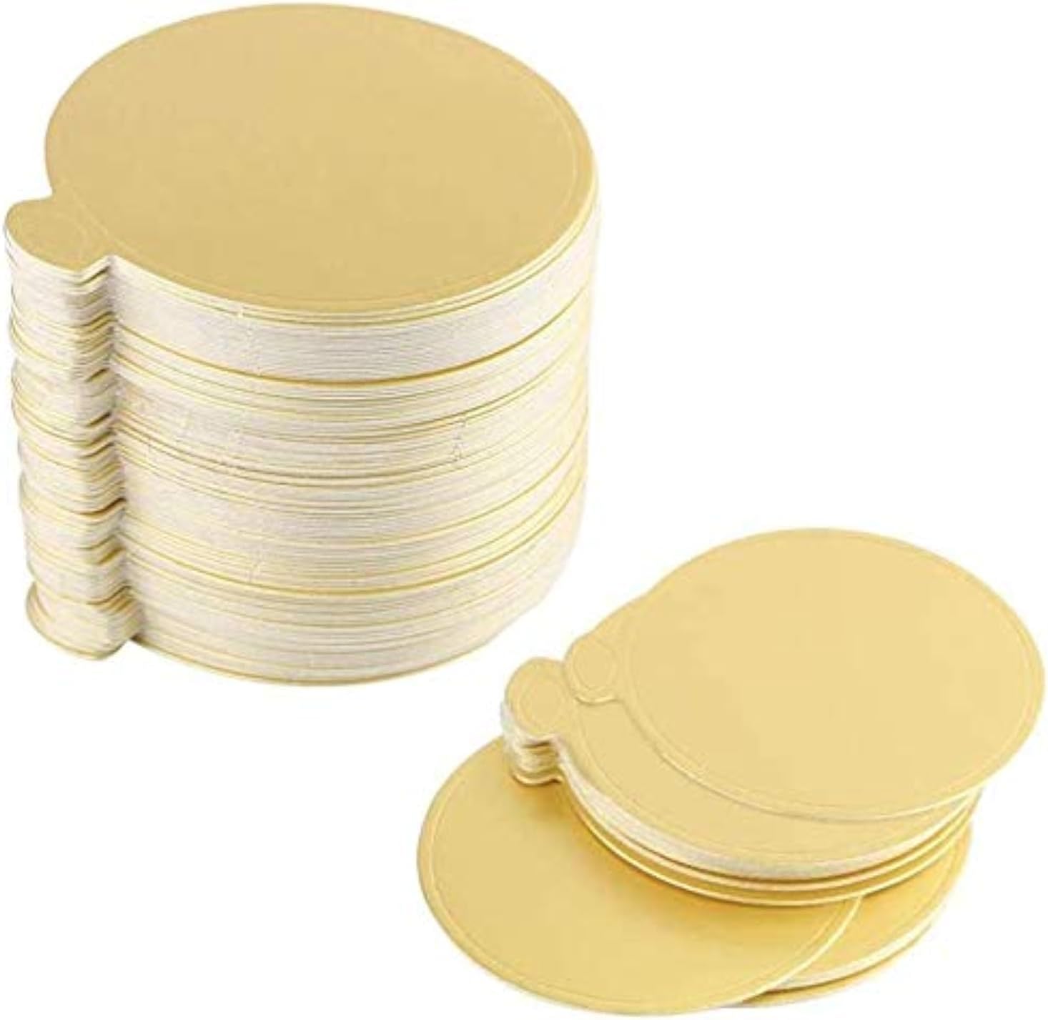 Maygone 100 PCS 3.25" Mini Cake Boards Round Cake Cardboard Circles Base For Mousse Cupcake Dessert Displays Tray, (Gold)