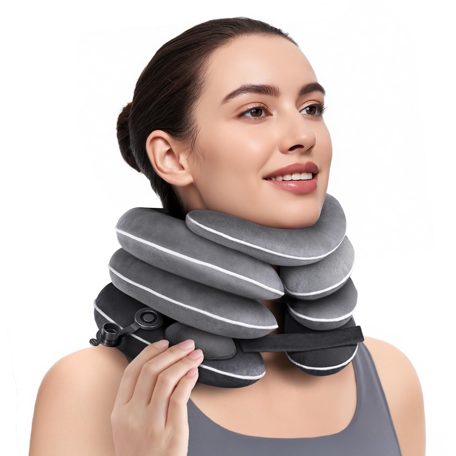 Photo 1 of DUPPA Built-in Inflatable Neck Stretcher with High-Front & Low-Back for Effective Traction, Neck Decompression Devices with 3-Layer Chambers in Varied Sizes, Neck Decompression Home Use