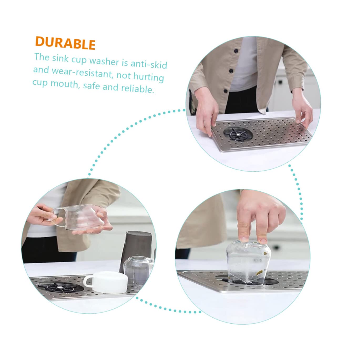 OSALADI 1juego Lavavasos De Inoxidable Rinser Para Fregadero Limpiador Automático De y Botellas Para Cocina Bar y Restaurantes Instalación y Durabilidad