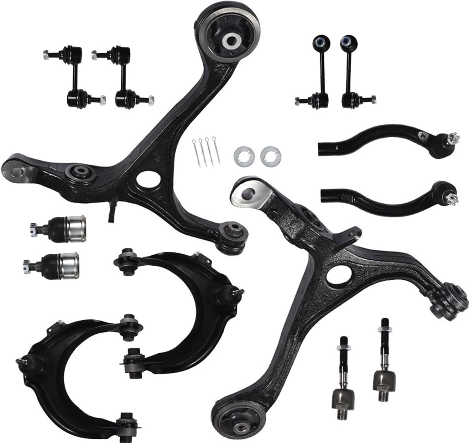 labwork 14Pc Steering Suspension Kit Front Upper & Lower Control Arms Ball Joint Assembly Driver & Passenger Tie Rod End Sway Bar Link Kit Replacement for Honda Accord 2.4L 3.0L Acura TSX