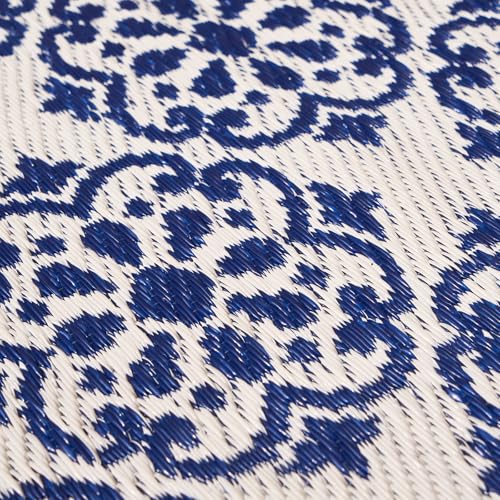 OHS Blue Outdoor Rug For Garden Tile Print, Waterproof Foldable Patio Rug Reversible Decking Outdoor Carpet Non-Slip Area Rug For Balcony or Poolside, 80x150cm - Image 3
