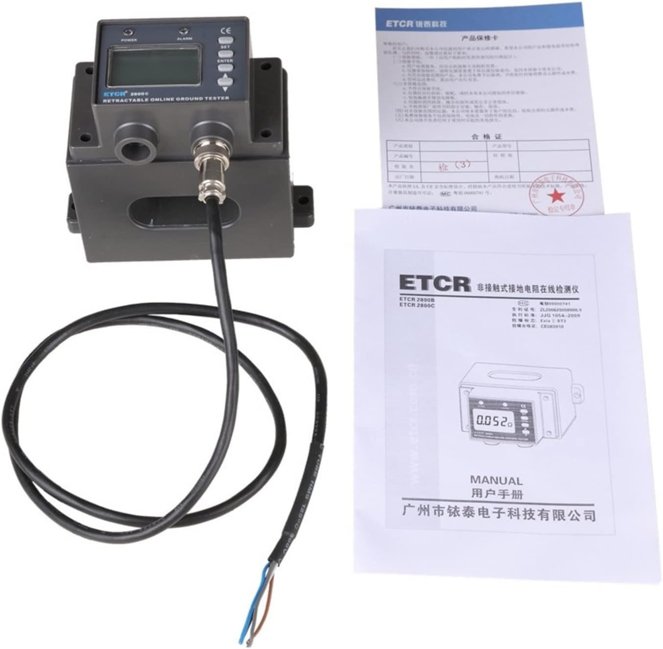 Insulation Resistance Tester, Clamp On Ground Earth Resistance Tester ETCR2800C Non-Contact Grounding Resistance Online Tester, Circuit Resistance Tester