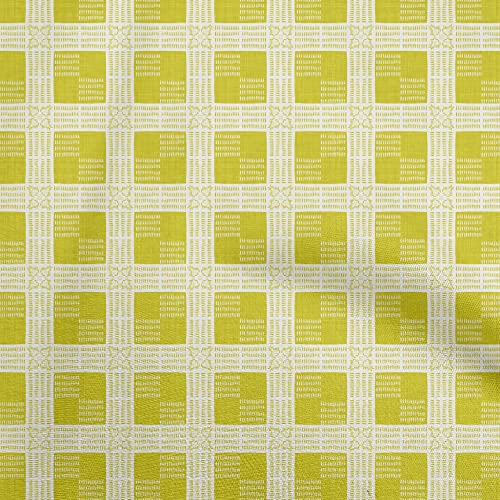 oneOone Silk Tabby Lime Green Fabric Running Stitch Sewing Material Print Fabric By The Yard 42 Inch Wide