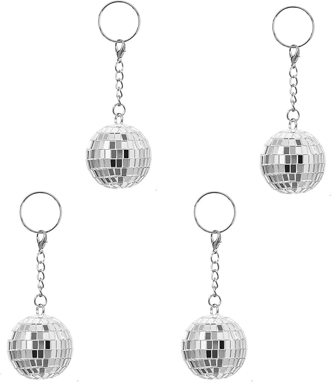 OYOSONABYMY 4Pcs Mirror Disco Balls Keychain, Disco Ball Accessories, Silver 70s Keychains Disco Ball Party Favors Supplies Accessories for Halloween Christmas Party Decorations-image-33