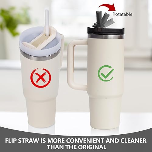 Miniatura 5 de Vaso de repuesto a prueba de fugas con popote, apto para Stanley ProTour Quencher y Quencher H2.0 vaso de 20 onzas, 30 onzas (2 negro, 20 onzas y 30